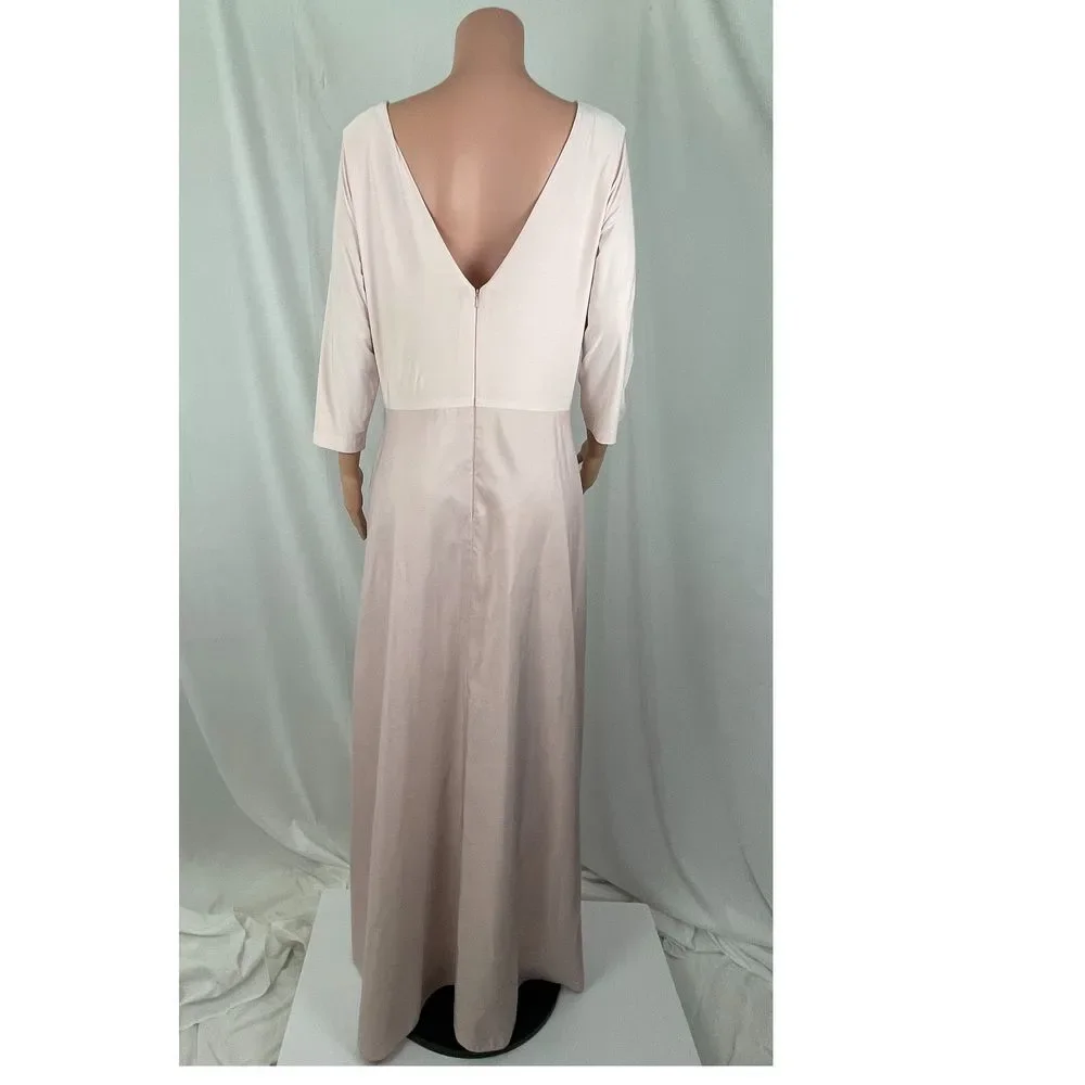 Alfred Sung size XL soft mauve ballet pink v neck fit & flare dress, ballet core - Picture 11 of 12